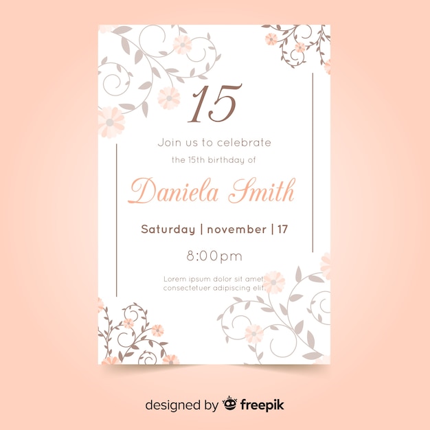 Carte D'invitation De Fête Quinceañera