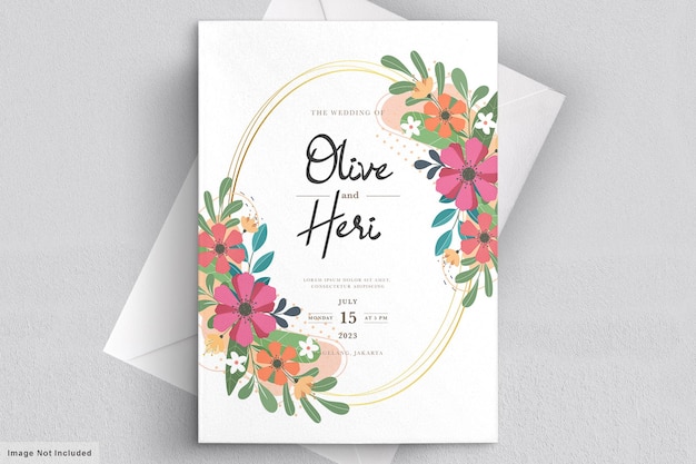 Carte d'invitation floral plat abstrait