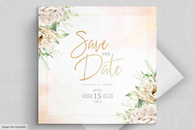 Carte d'invitation de mariage aquarelle chrysanthème