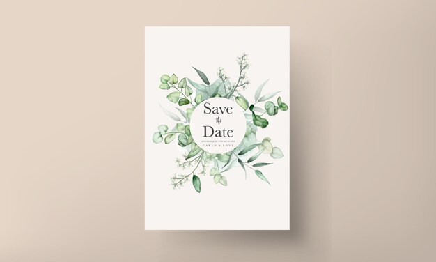 carte d'invitation de mariage aquarelle élégante feuilles d'eucalyptus