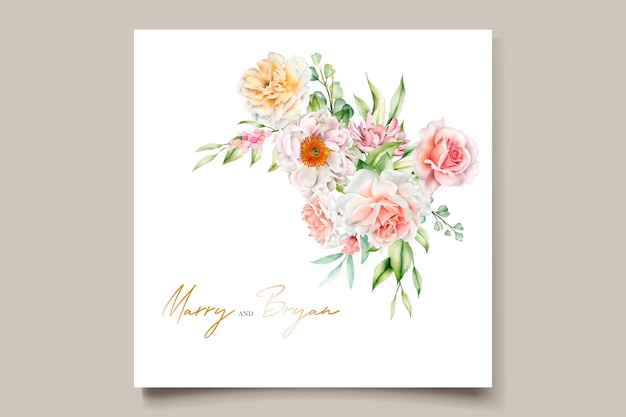 Carte D'invitation De Mariage Aquarelle Pivoines Florales Et Roses