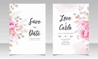 Vecteur gratuit carte d'invitation de mariage avec de beaux ornements de fleurs