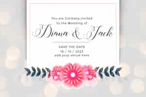 Vecteur gratuit carte d'invitation de mariage belle fleur