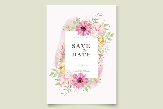 Carte D'invitation De Mariage De Chrysanthème D'aquarelle