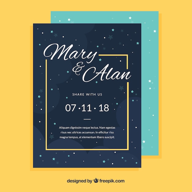 Carte D'invitation De Mariage Dans Un Style Plat