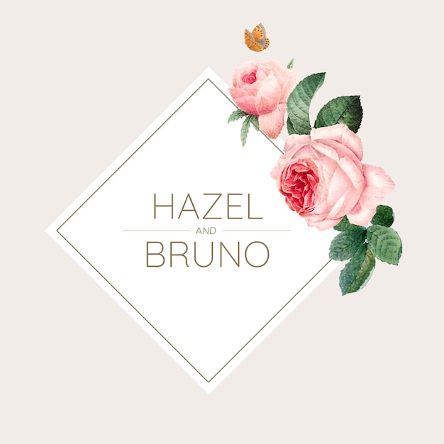 Vecteur gratuit carte d'invitation de mariage décorée de roses