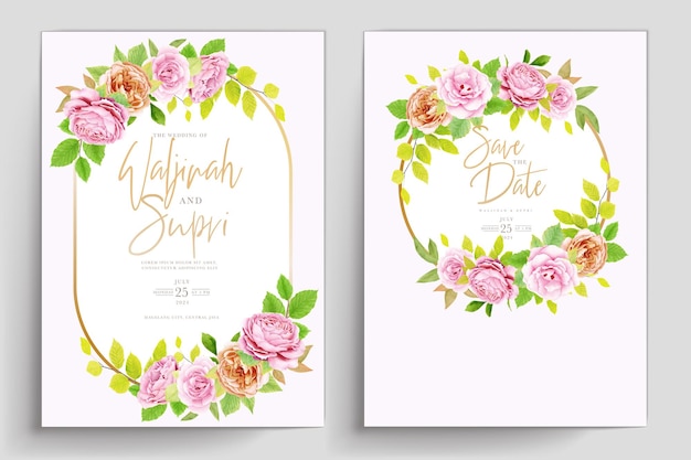 Carte D'invitation De Mariage Avec Un Design Floral De Roses