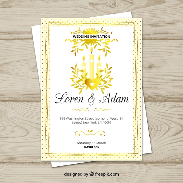 Carte D'invitation De Mariage Avec Différents Ornements