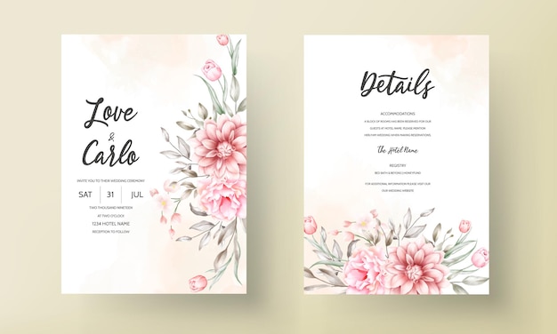 Vecteur gratuit carte d'invitation de mariage élégante avec de beaux ornements floraux