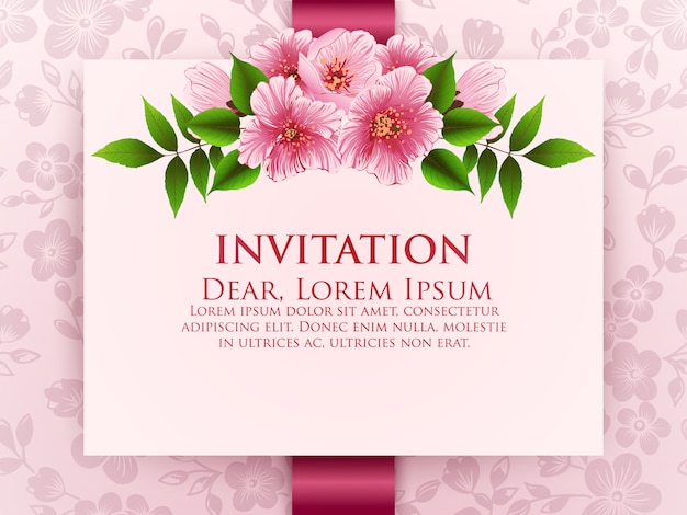 Vecteur gratuit carte d'invitation de mariage avec des fleurs