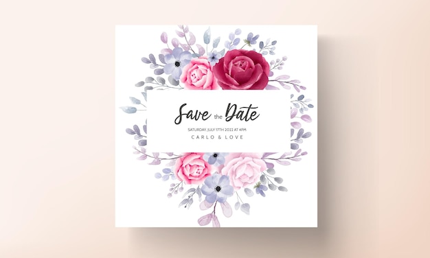 Carte D'invitation De Mariage Floral Aquarelle élégante