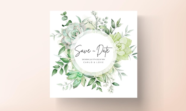 Carte d'invitation de mariage floral aquarelle verdure élégante
