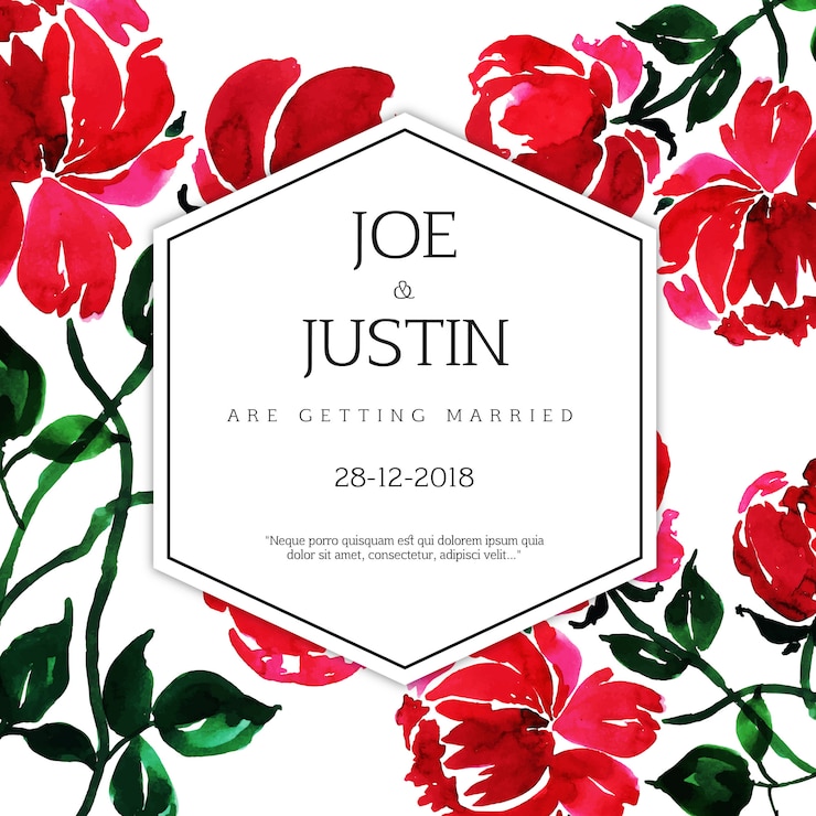 Vecteur gratuit carte d&#39;invitation de mariage floral aquarelle