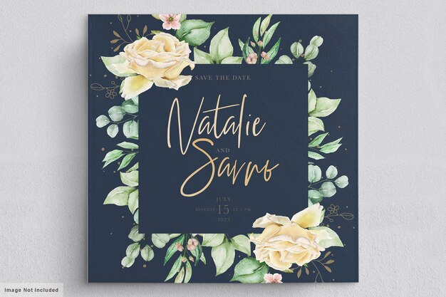 Carte D'invitation De Mariage Floral Aquarelle