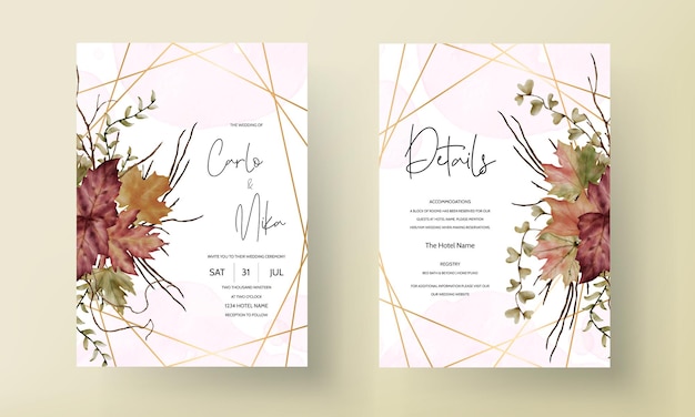 Carte D'invitation De Mariage Floral Boho Aquarelle