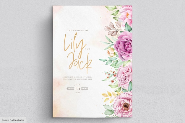 Vecteur gratuit carte d'invitation de mariage floral dessiné à la main