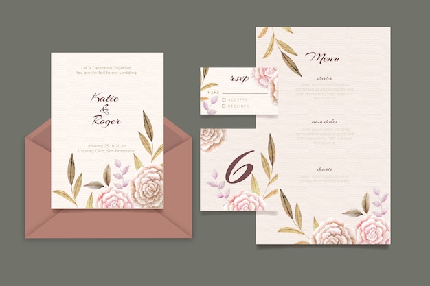 Carte D'invitation De Mariage Floral