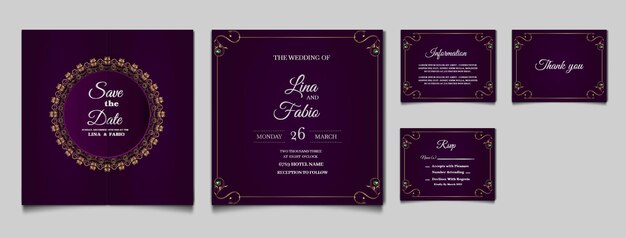 Carte d'invitation de mariage de luxe collection Set