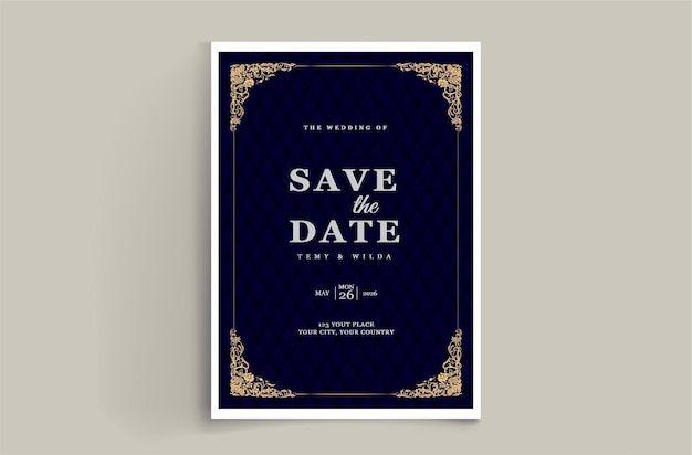 Carte D'invitation De Mariage De Luxe Enregistrer La Date