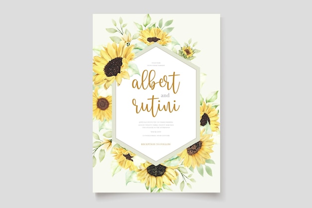 Carte D'invitation Tournesol Aquarelle