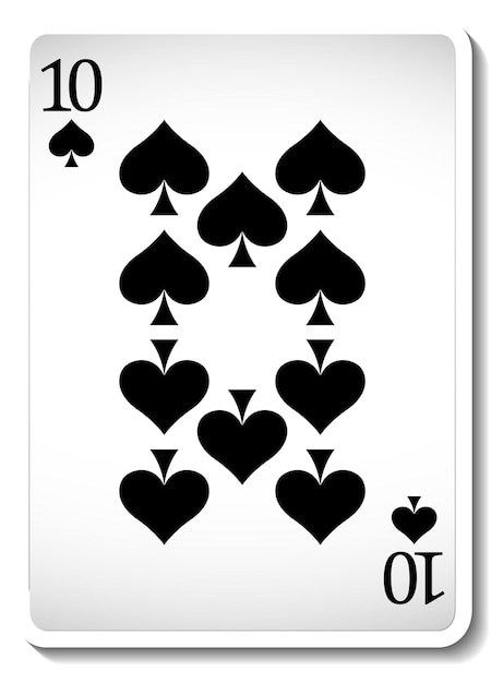 Carte à jouer dix de pique isolée