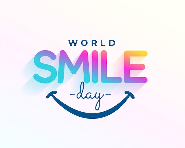 Vecteur gratuit carte de jour du sourire mondial coloré célébrer avec plaisir et vecteur de joie