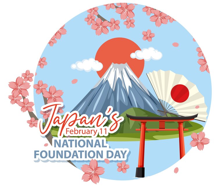 Vecteur gratuit carte de la journée de la fondation nationale du japon