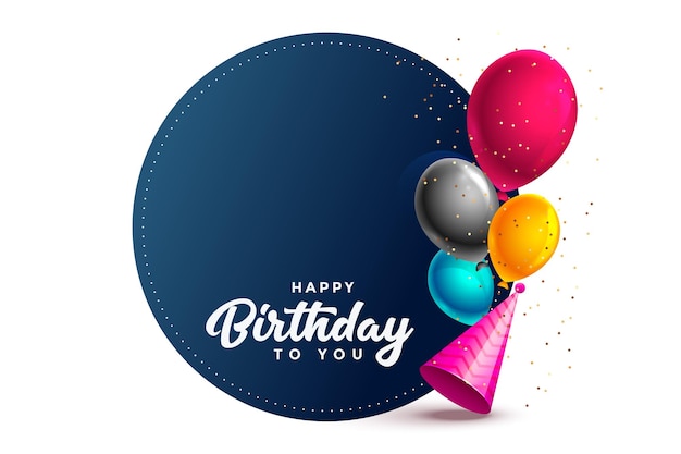 Couleur Brillant Joyeux Anniversaire Ballons Banniere Fond Illustration Vecteur Premium