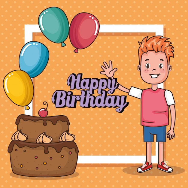 Carte Joyeux Anniversaire. Joyeux Anniversaire Garçon De 4 Ans. Carte  Cadeau. Vector Illustration Clip Art Libres De Droits, Svg, Vecteurs Et  Illustration. Image 48594657