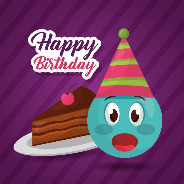 Carte De Joyeux Anniversaire Avec Personnage Emoji Dessin Anime Cochon Mignon Vecteur Premium