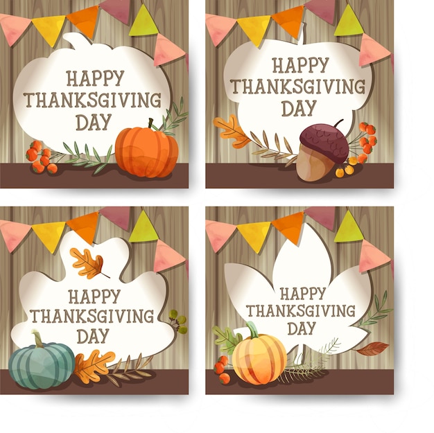 Carte De Joyeux Jour De Thanksgiving Ou Dépliant Avec Des Feuilles De Noix, De Citrouille Et D'érable.