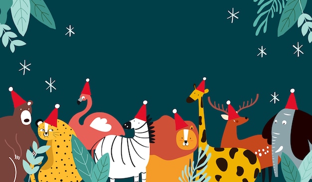 Carte joyeux Noël thème animalier