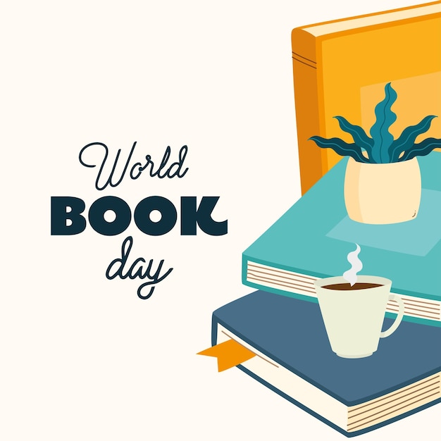Vecteur gratuit carte de lettrage de la journée mondiale du livre