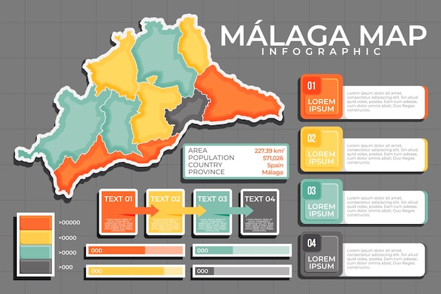 Vecteur gratuit carte de malaga design plat