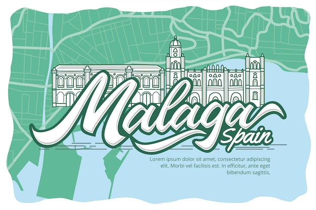 Carte De Malaga Dessinée à La Main Créative