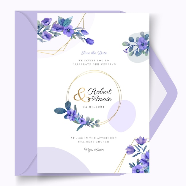 Vecteur gratuit carte de mariage floral avec cadre