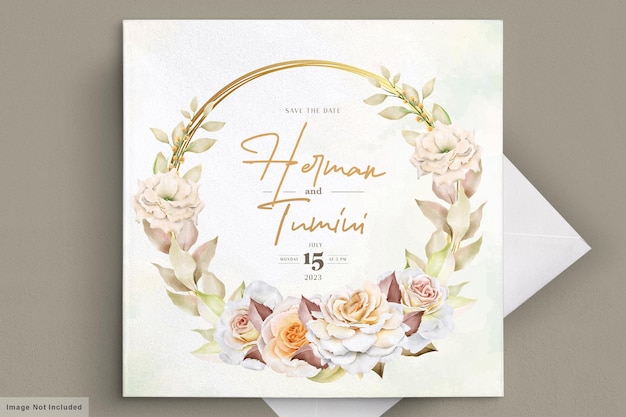 Vecteur gratuit carte de mariage floral dessiné à la main romantique