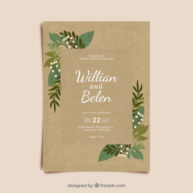 Vecteur gratuit carte de mariage floral avec style dessiné à la main