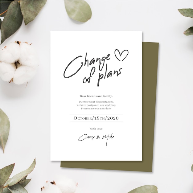 Carte de mariage reportée typographique