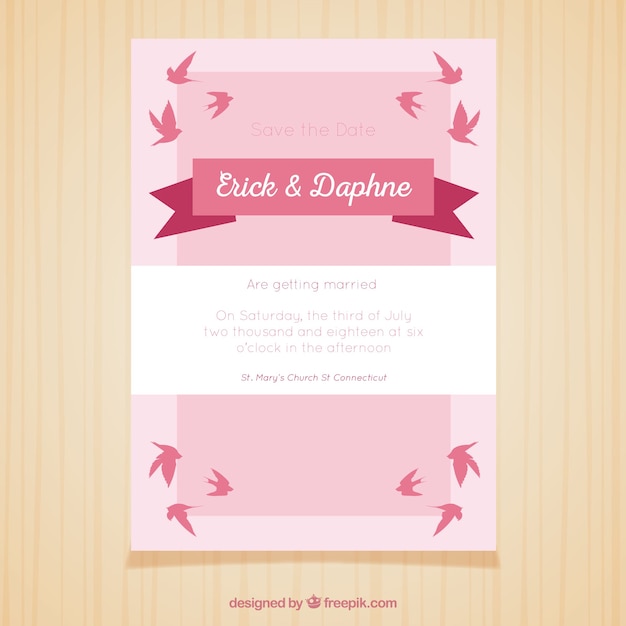 Carte De Mariage Rose