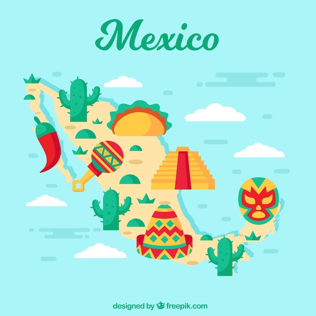 Carte Mexicaine Avec Des éléments Culturels