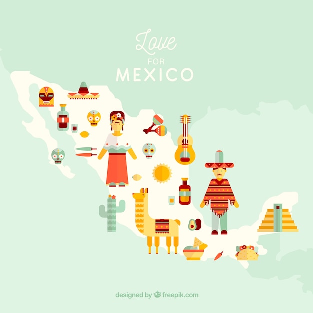 Carte Mexicaine Avec Des éléments Culturels