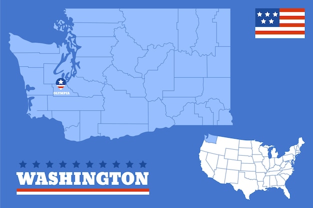 Carte muette de l'état de washington dessinée à la main