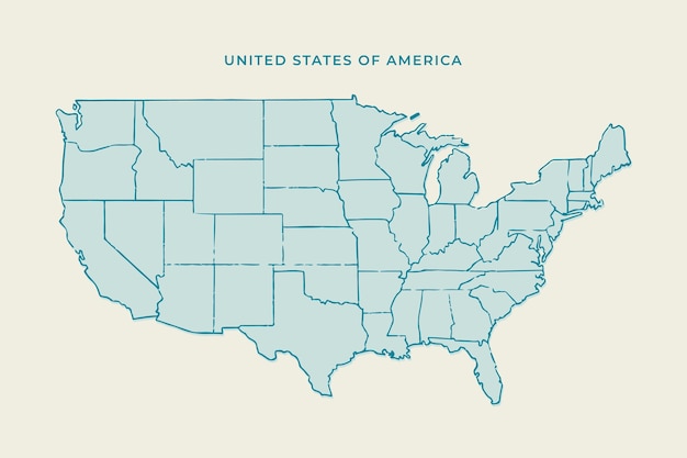 Carte Muette Des états-unis Dessinée à La Main