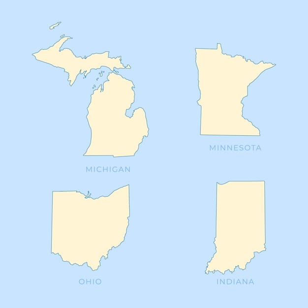 Carte muette des états usa design plat