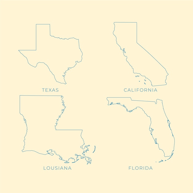 Carte muette des états usa design plat