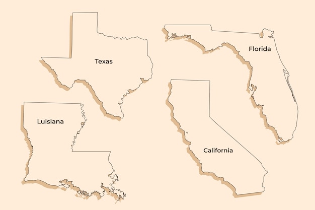 Carte muette des états usa design plat