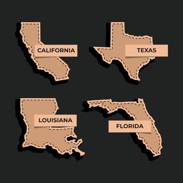 Carte muette des états usa design plat