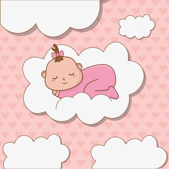 Carte De Naissance Avec Bebe Fille Vecteur Premium Carte De Naissance Avec Bebe Fille Vecteur Premium