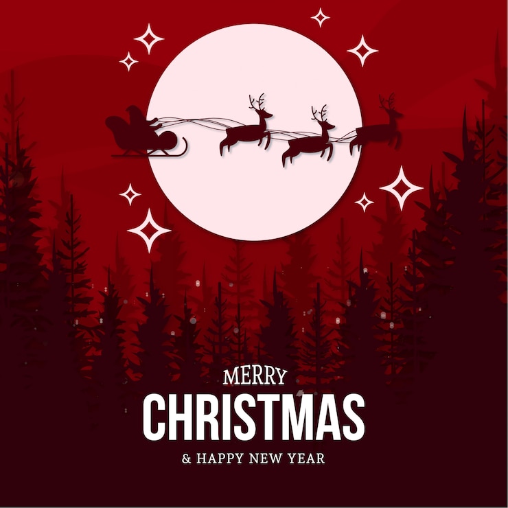 Vecteur gratuit carte de noël moderne avec un paysage